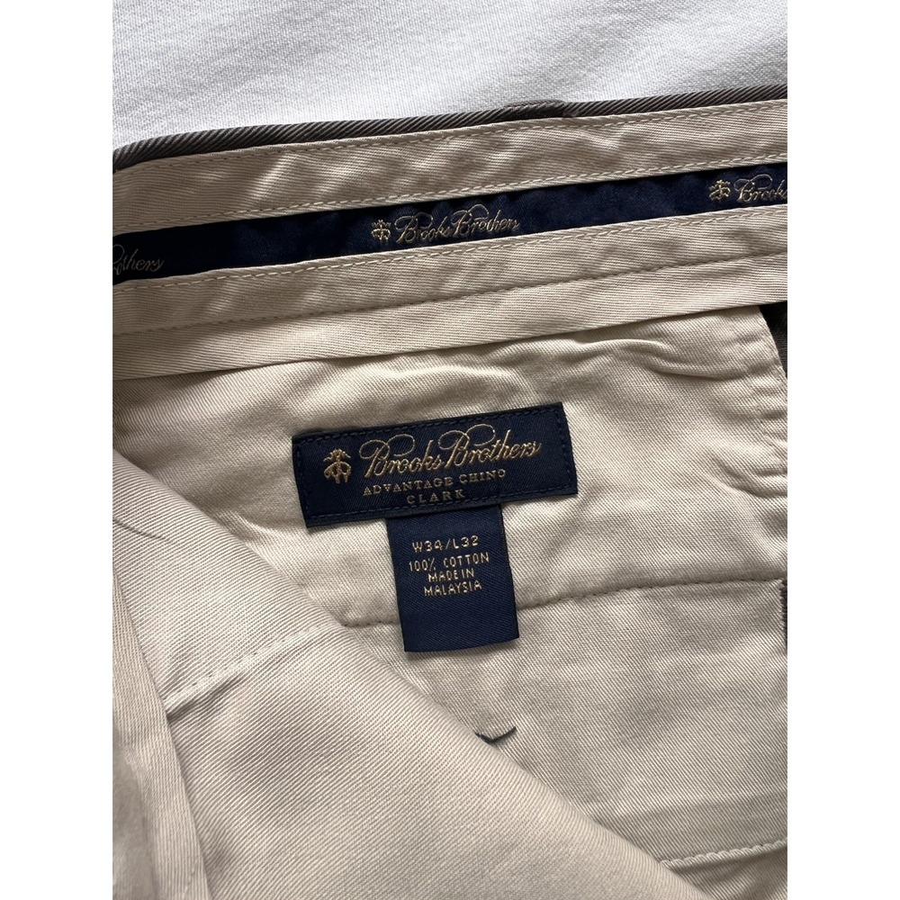 Brooks Brothers Advantage Chino Clark Pants 34W/32L 100% Cotton in Grey/Taupe - Picture 12 of 13
